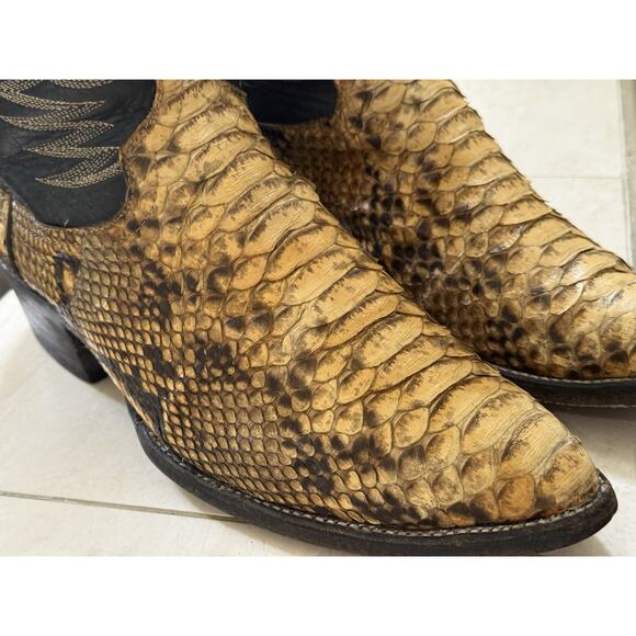 Cowtown Python Snakeskin Cowboy Boots | Black Leather Shaft | Men’s 10 D | USA - Picture 8 of 11